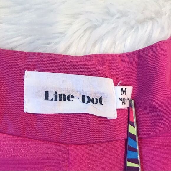 LINE + DOT Cherie Mini Wrap Dress Ruffle V-Neck Short Sleeve Fuchsia Pink Medium - Picture 7 of 15